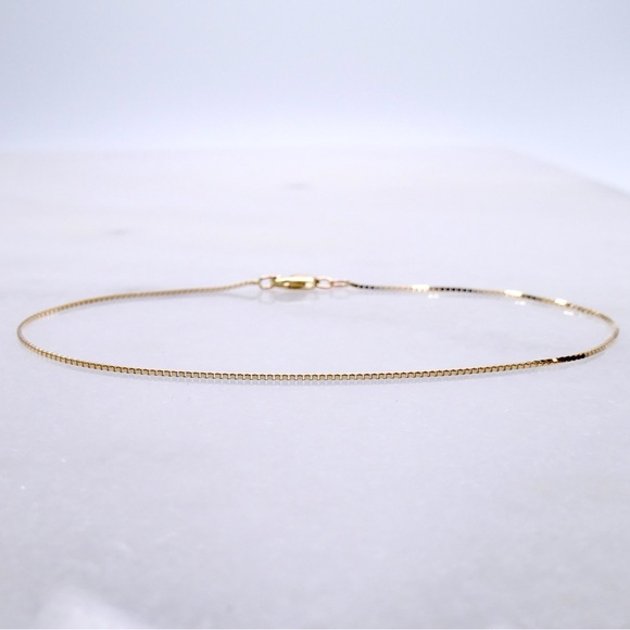 10K Yellow Gold 8” Box Link Bracelet Lobster Clasp .86g - New - Picture 1 of 6